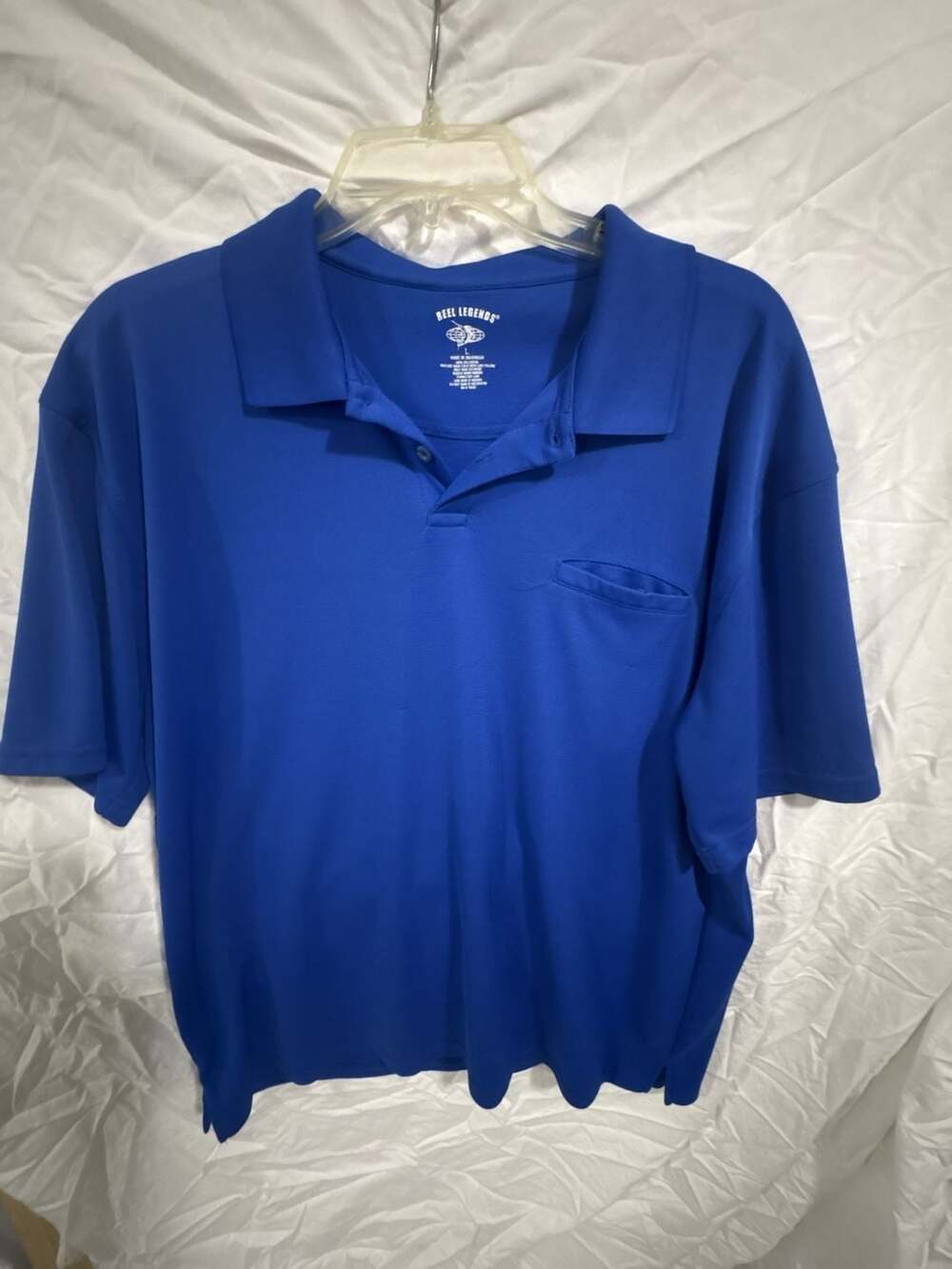 Reel Legends Men's Performance Blue Polo Shirt with Pocket